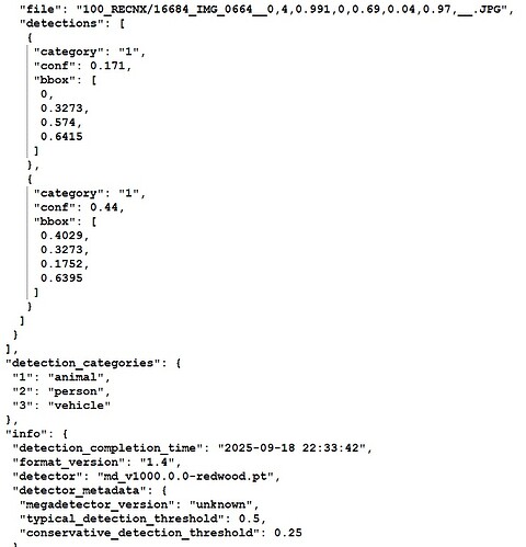 Part of Megadetector Redwood json
