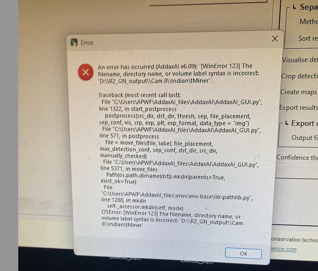 OSError: [WinError 123] The filename, directory name, or volume label ...