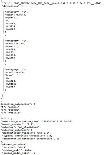 Part of Megadetector 5A json